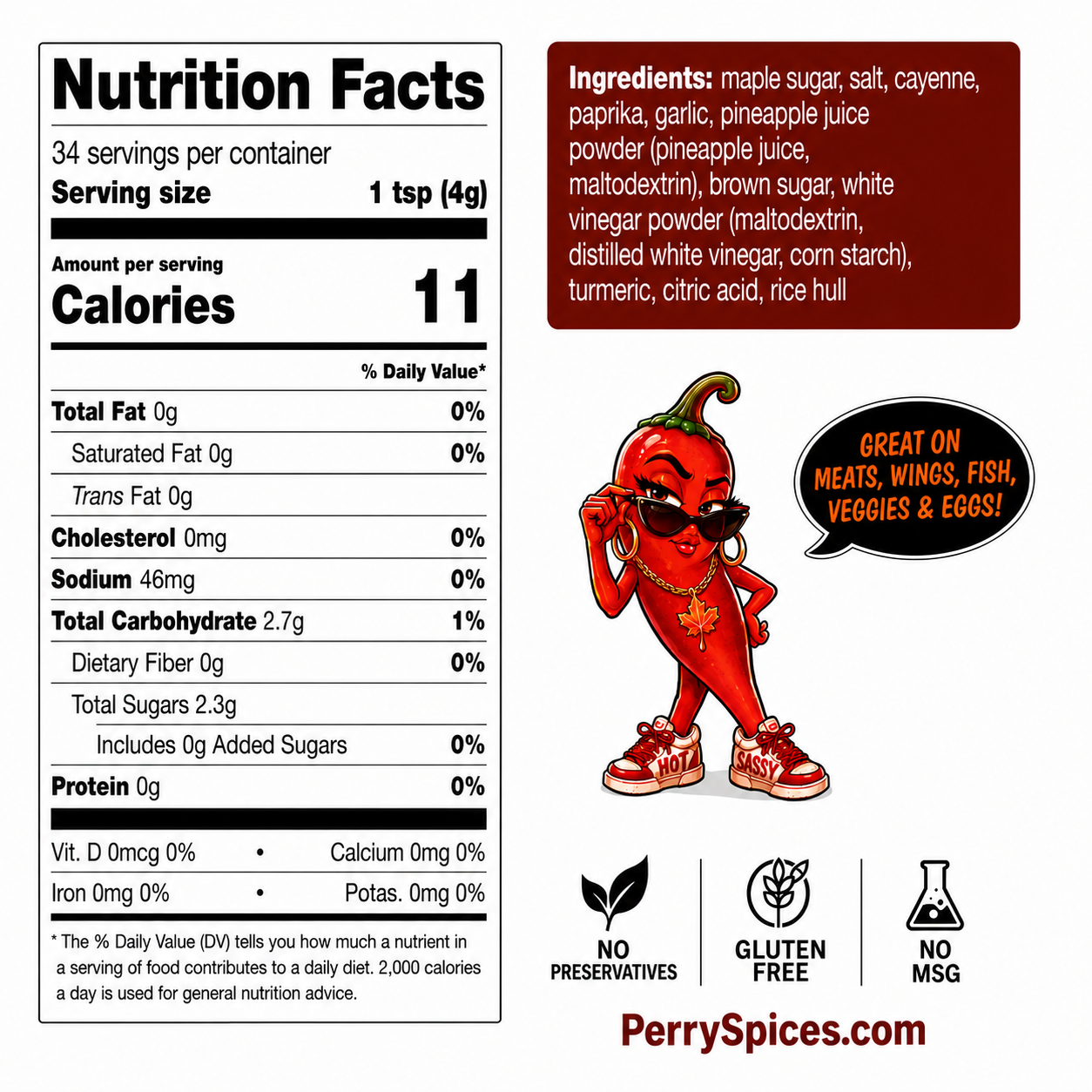 Sassy Sriracha Maple | 4.8 oz Shaker