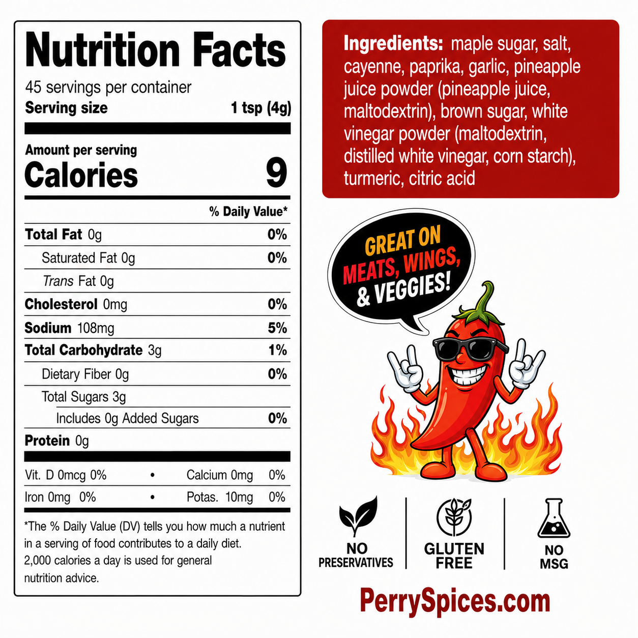 Flamin' Sriracha Maple | 4.8oz Shaker