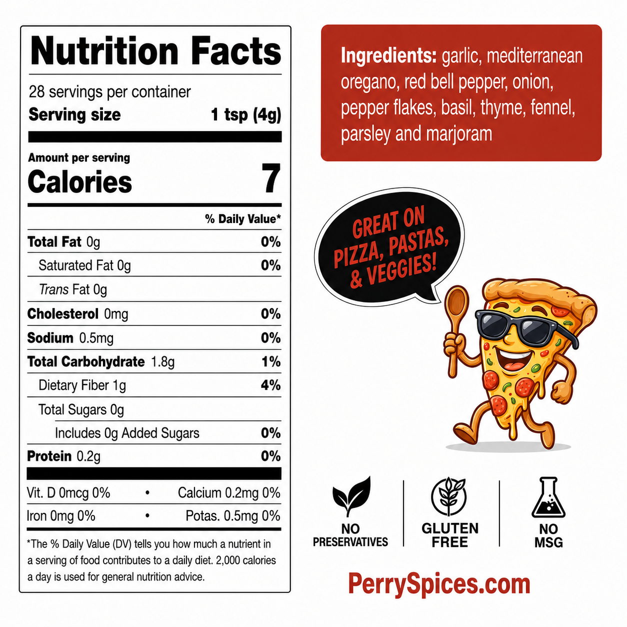 Pizza Spice | 2.19 oz Shaker