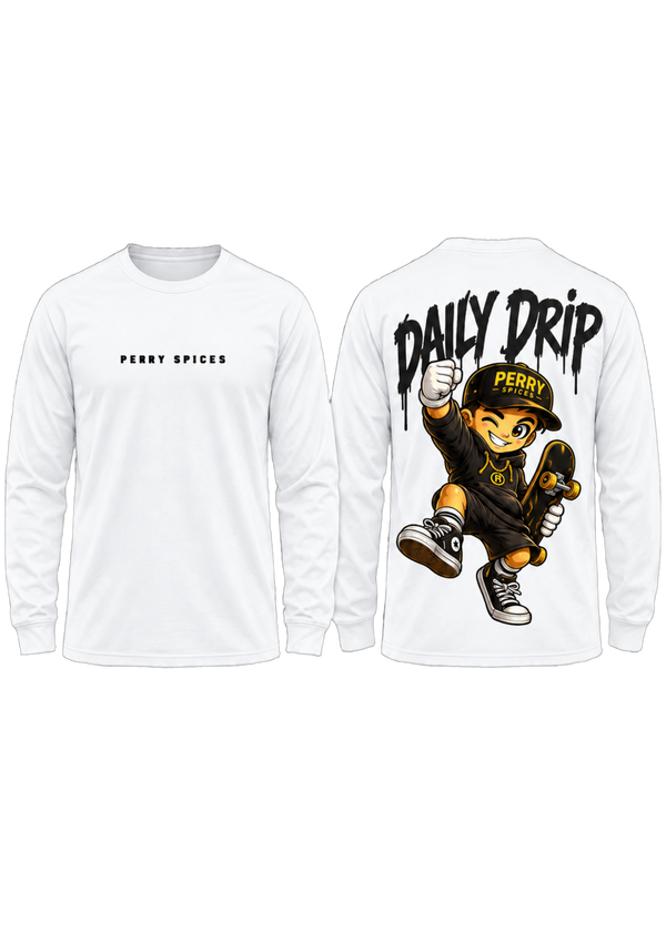 Daily Drip White Long-Sleeve Tee