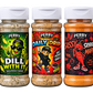 Flavor Crew Minis lineup: Pumpkin Dust, Dill With It, Daily Drip, Sassy Sriracha Maple and Honey Chipotle Charm