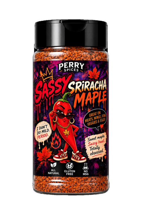 Sassy Sriracha Maple sweet and mild maple sriracha seasoning by Perry Spices